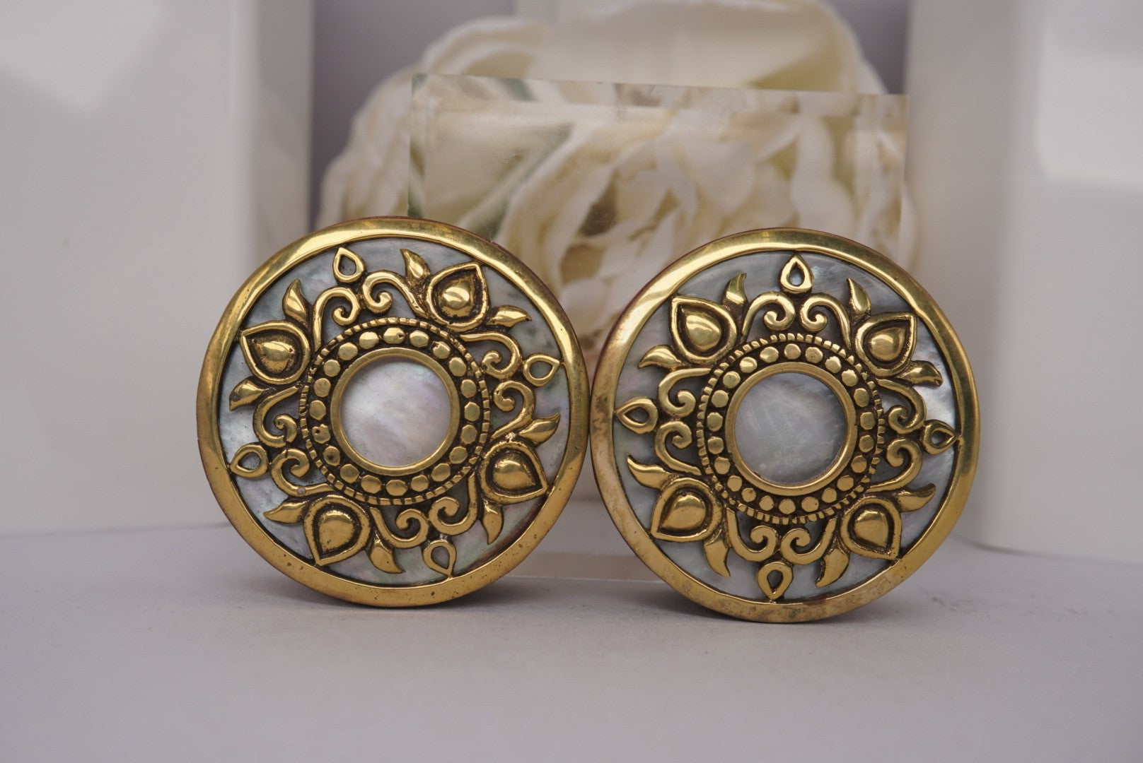 Philomena- Brass with Mother of Pearl