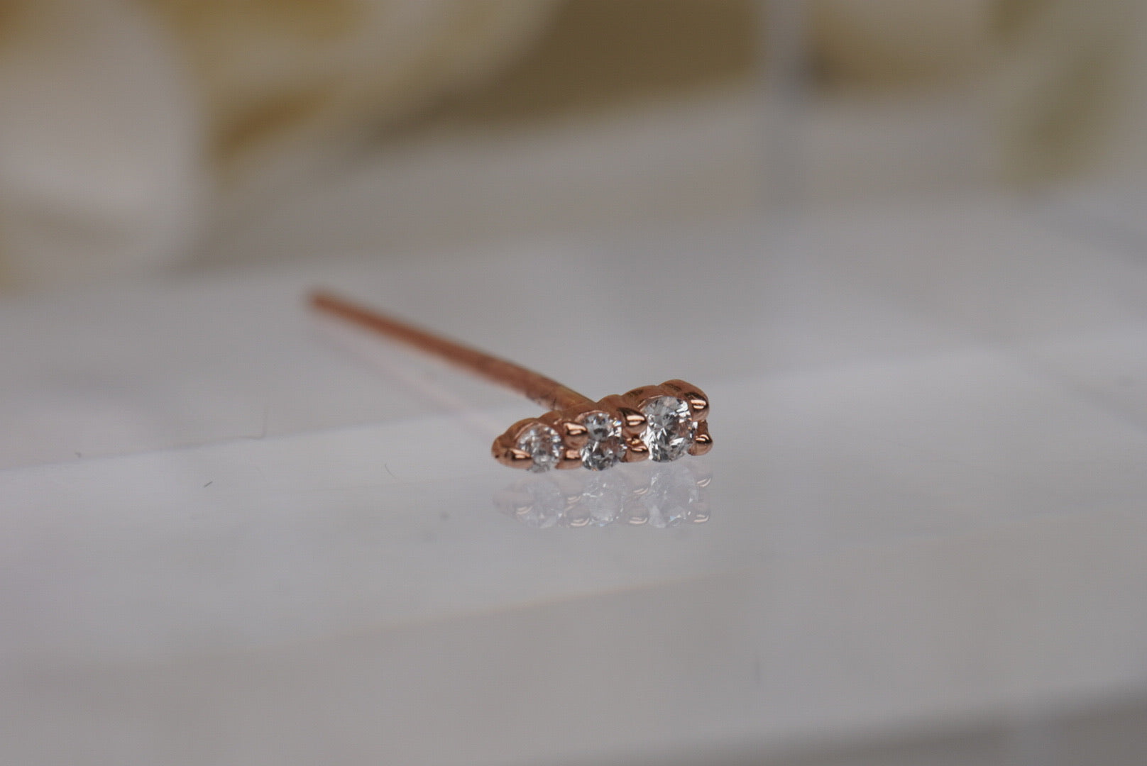 3-Gem Nostril Screw in Rose Gold