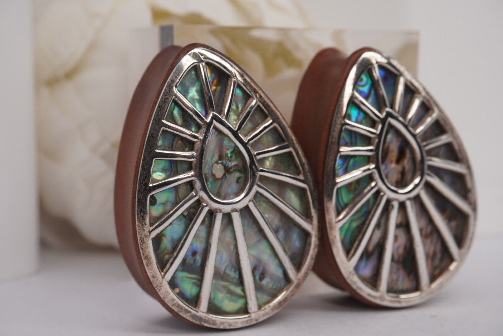 Beam Teardrop- Silver Plated with Abalone