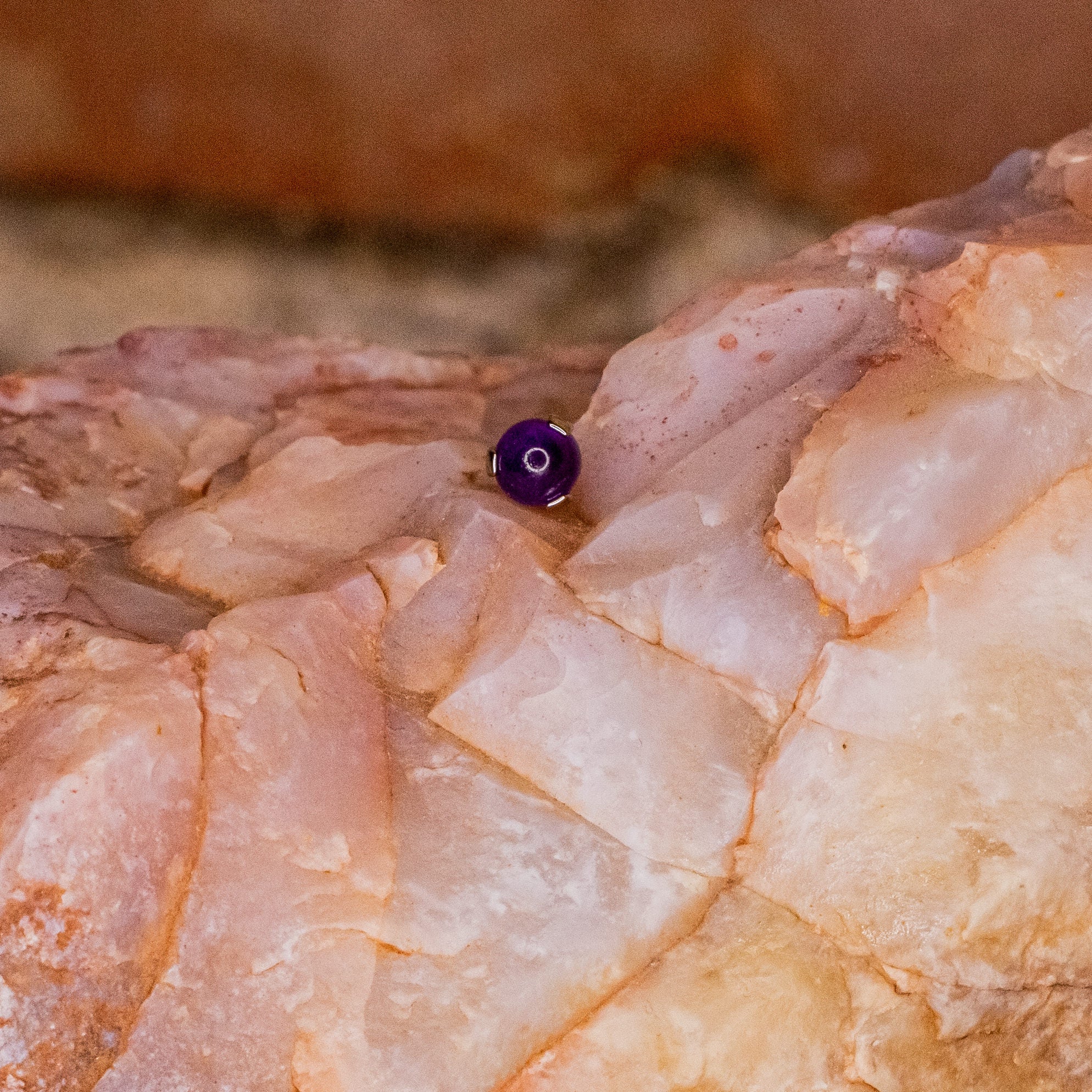 4mm Purple Gem in Prong Setting- 12/14g