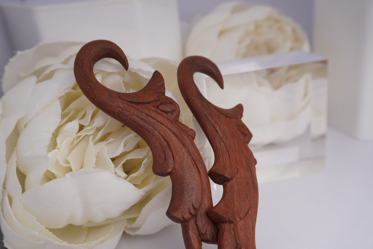 Close up photo of Carved Wood Hangers- 2g to show detail