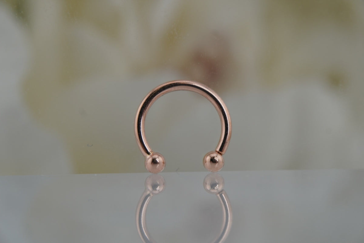 BVLA 14k ROSE Gold 18g 9/32" Circular Barbell nostril helix piercing