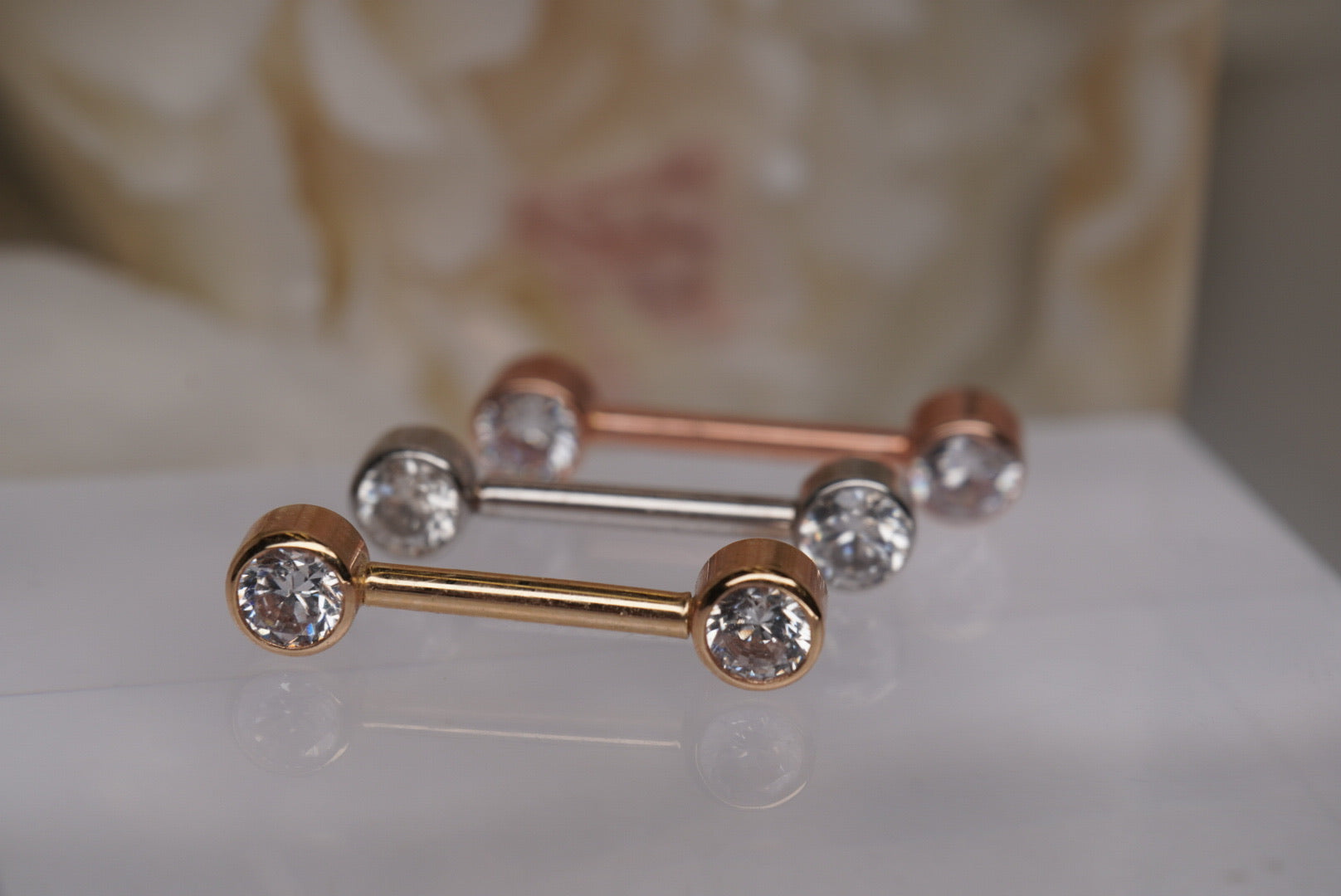 Gold Barbell with Crystals