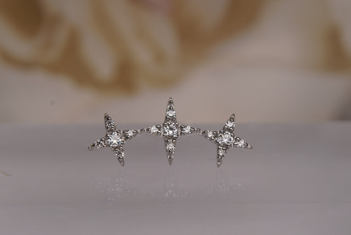Ember 14k "Jackpot" THREADLESS with crystals in white gold piercing