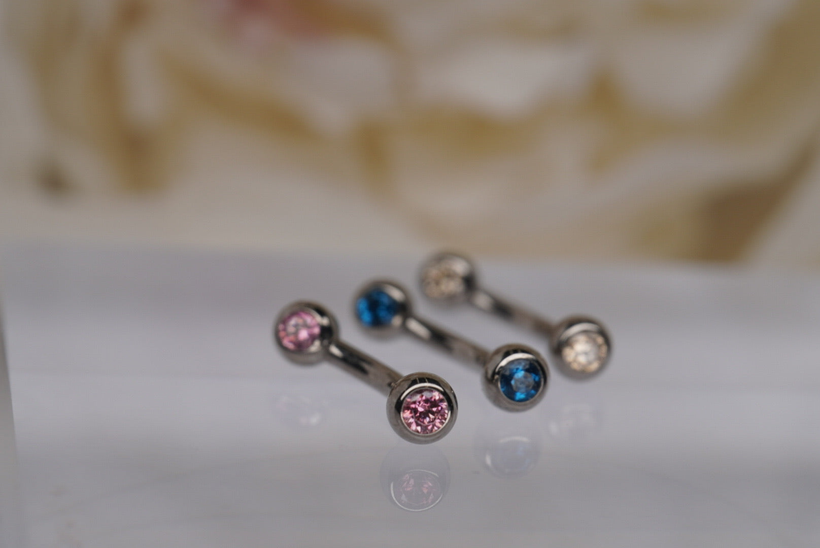 2-Gem Curved Barbell in Various Colors