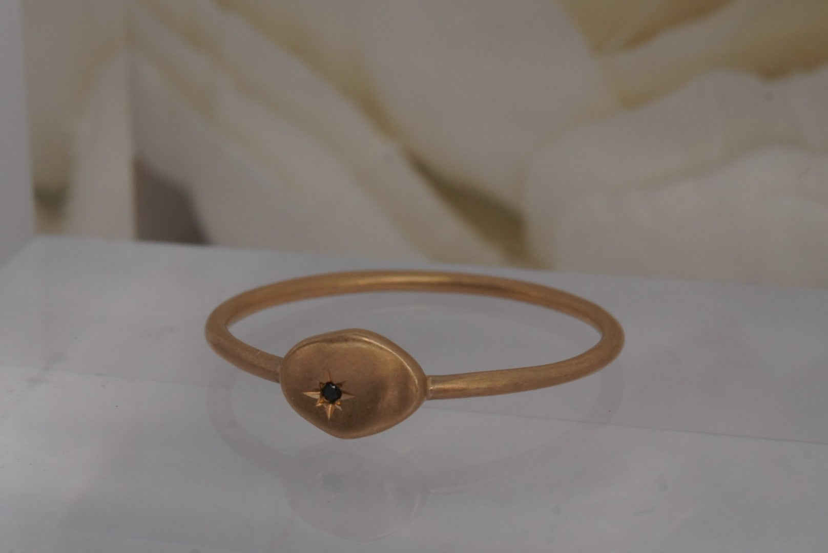 North Star Finger Ring with a GENUINE DIAMOND in Yellow Gold