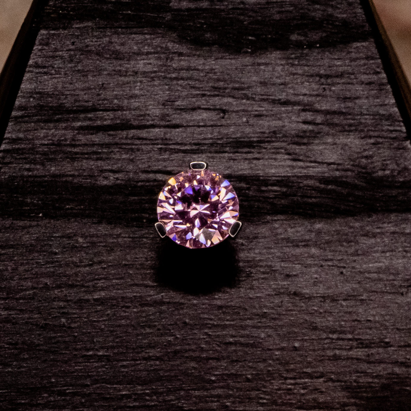 Pink Crystal Prong-12/14g