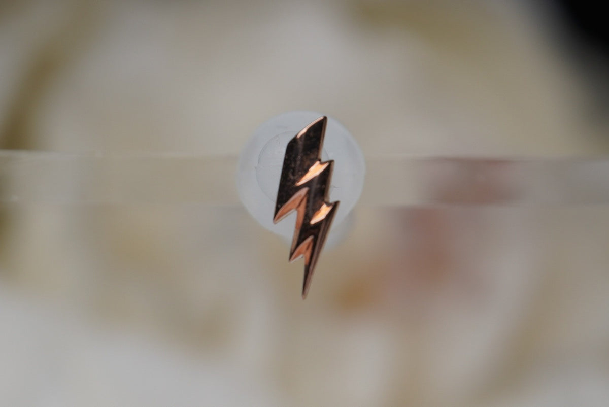 Tether 14k "Bolt."  lightning bolt Threadless Yellow gold white gold rose gold