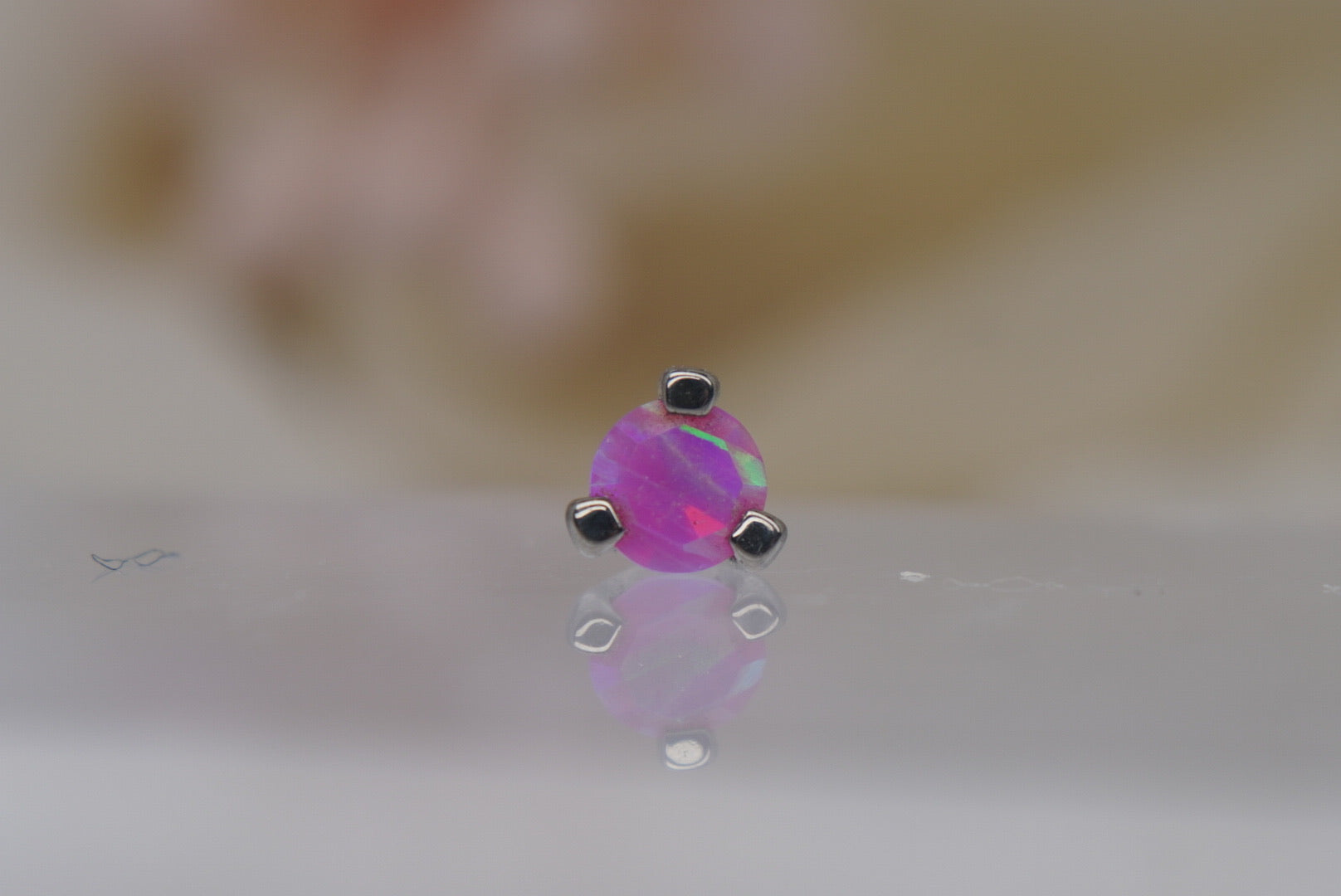 4mm Magenta Opal Faceted Prong- 16/18g