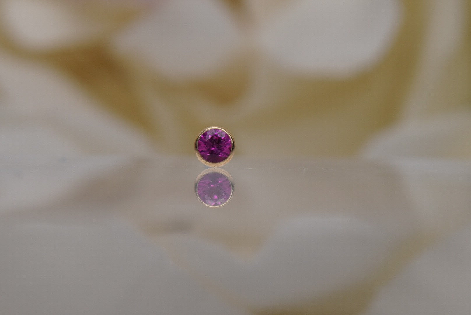 Hot Pink Crystal in Yellow Gold- 2.5mm