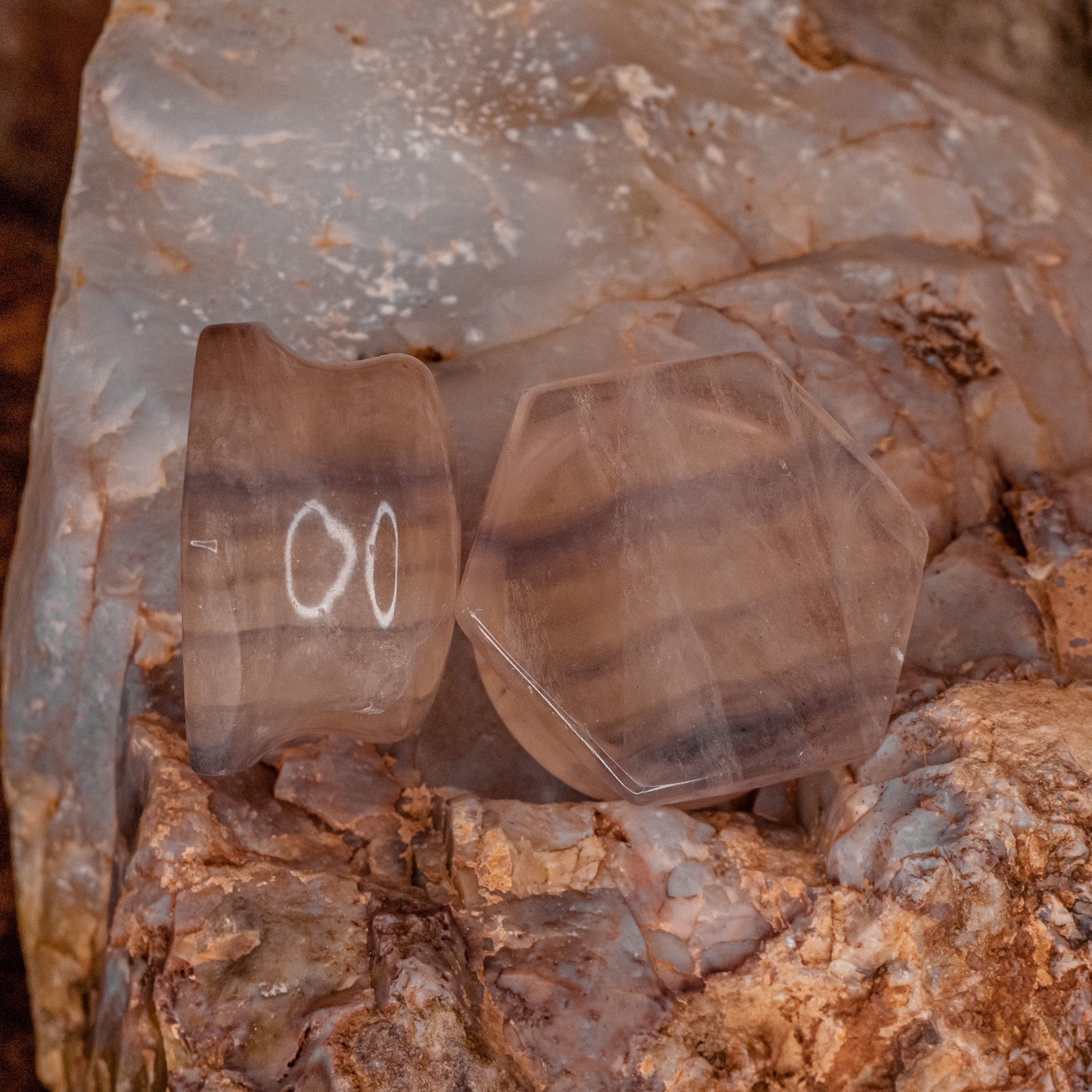 Rose Quartz Hex  1 1/8" ID  1 3/16" OD