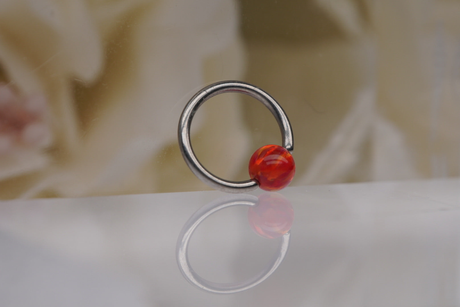 4mm Captive Bead- Orange Opal