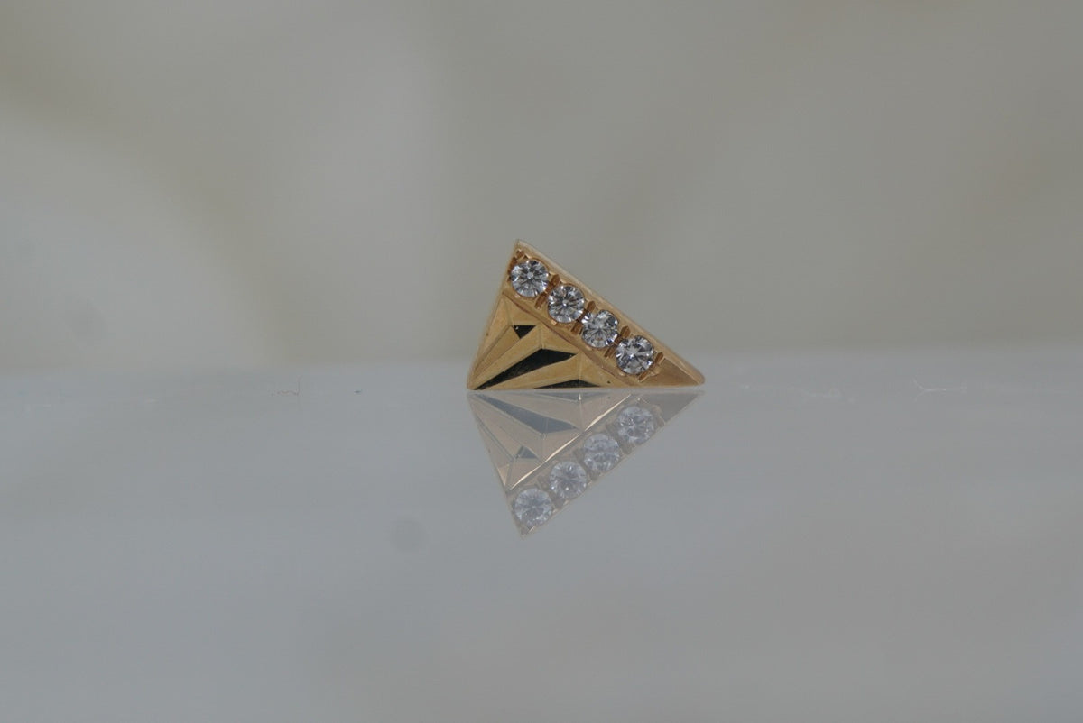 Buddha Jewelry Organics 14k 5.5x3.5mm "Highlight" THREADLESS with Crystals Yellow gold white gold rose gold