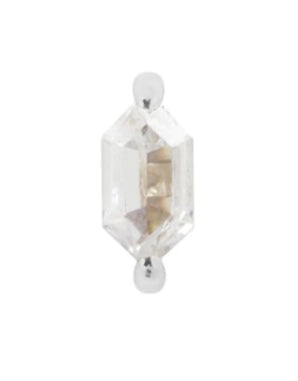 Buddha Jewelry Organics 14k 2x5mm "Oh! My My" THREADLESS with Crystal stock image white gold