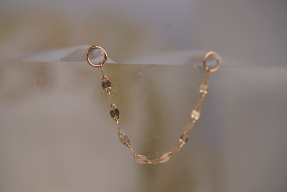 Buddha Jewelry Organics 14k Gold 28mm or 32mm Tile Chain in yellow  gold angled view