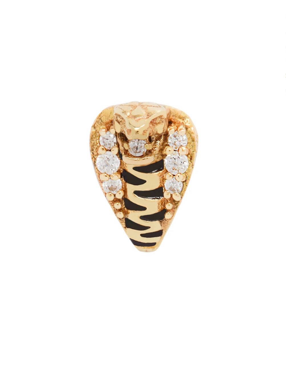 Buddha Jewelry Organics 14k 7x5.5mm "Savage" with Crystals THREADLESS in yellow gold stock image