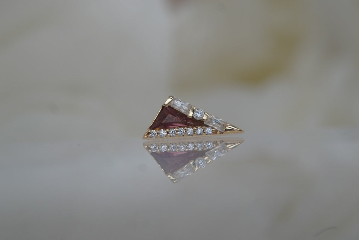 Buddha Jewelry 14k Gold "Transmission" Pink Tourmaline threadless in yellow gold
