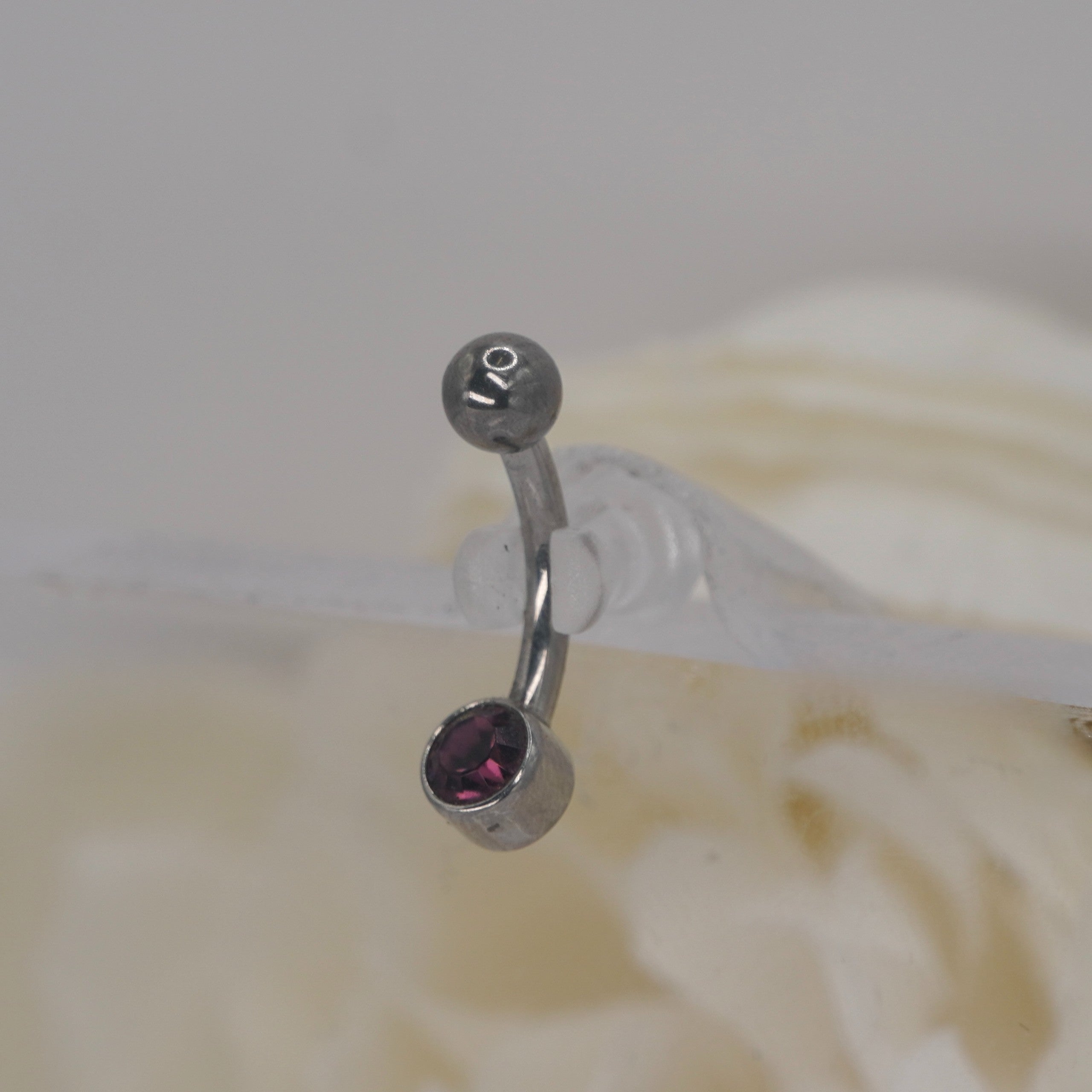 Dark Purple 4mm Square Bezel Navel with Ball Top
