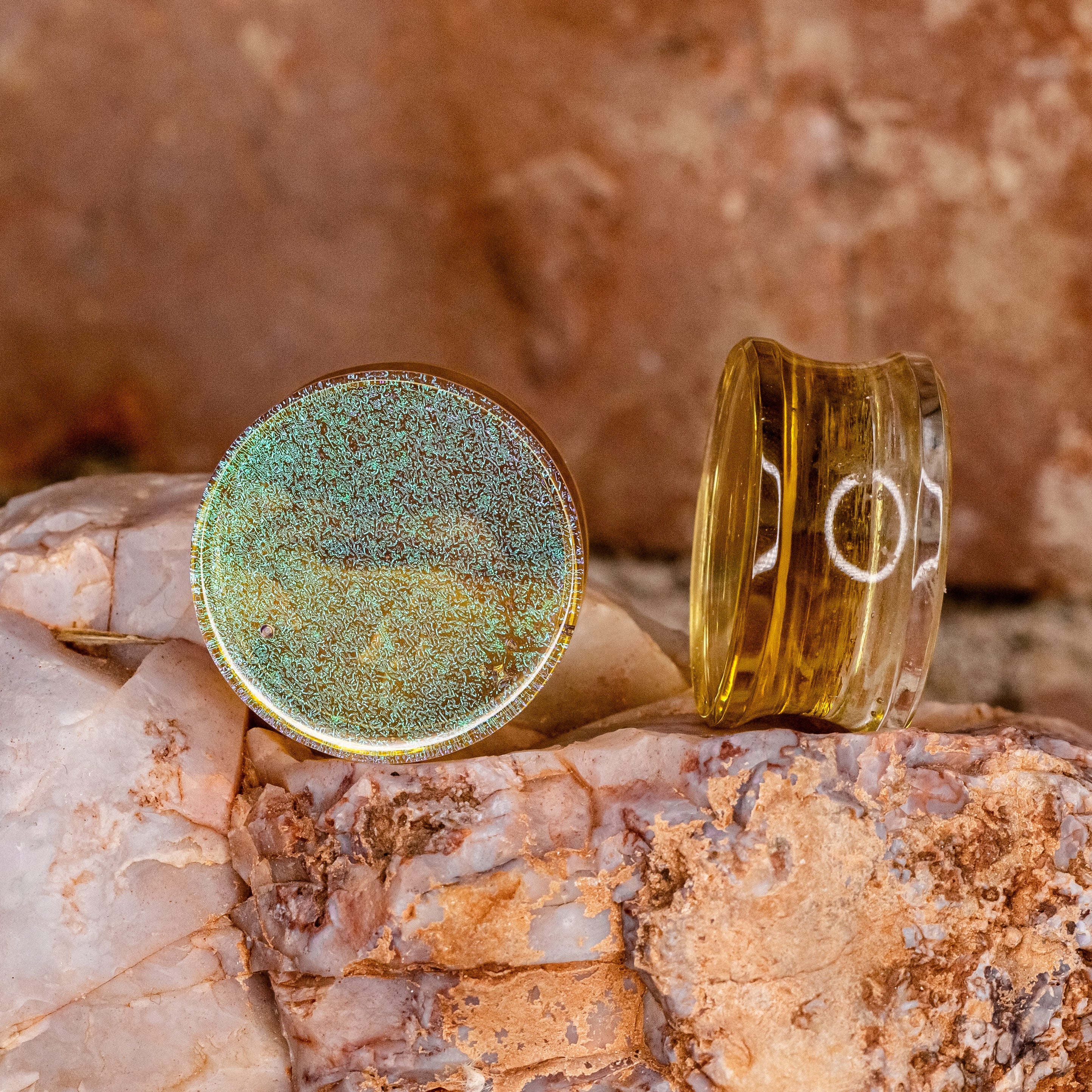 Yellow/Teal Dichroic 1" ID  1 3/32" OD