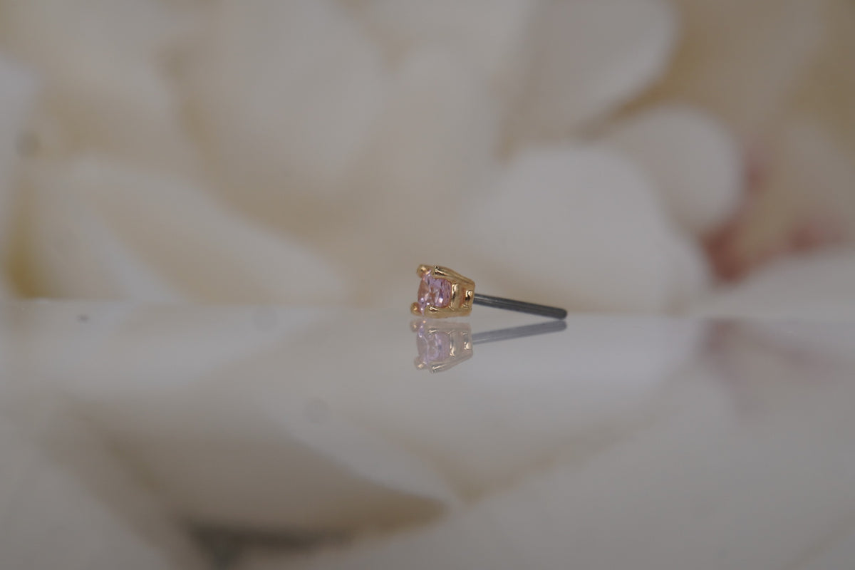 3mm Yellow Gold Pink Prong industrial strength threadless