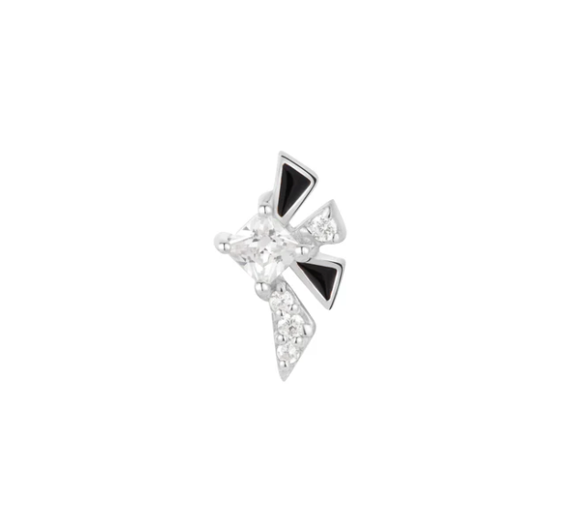 Powerhouse | Buddha Jewelry | 14k Gold White Crystal & Black Enamel Threadless Piercing Jewelry