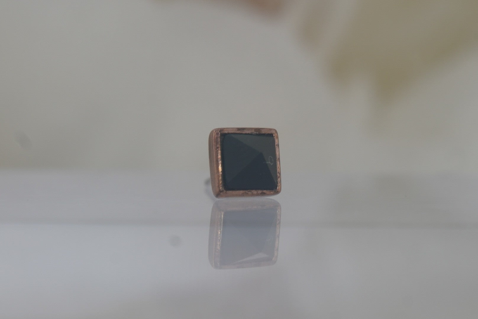 Pyramid Bezel Reverse Set in Black Agate