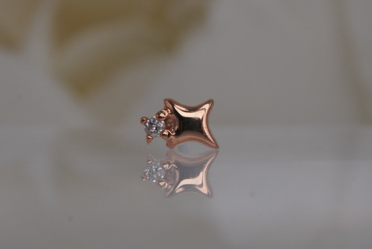 Buddha Jewelry Organics 14k 3.4mm x 2.4mm "Star Stuff" THREADLESS with GENUINE Diamonds in rose gold
