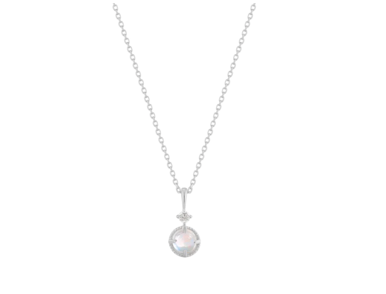 Manifest Necklace with Rainbow Moonstone and White Topaz