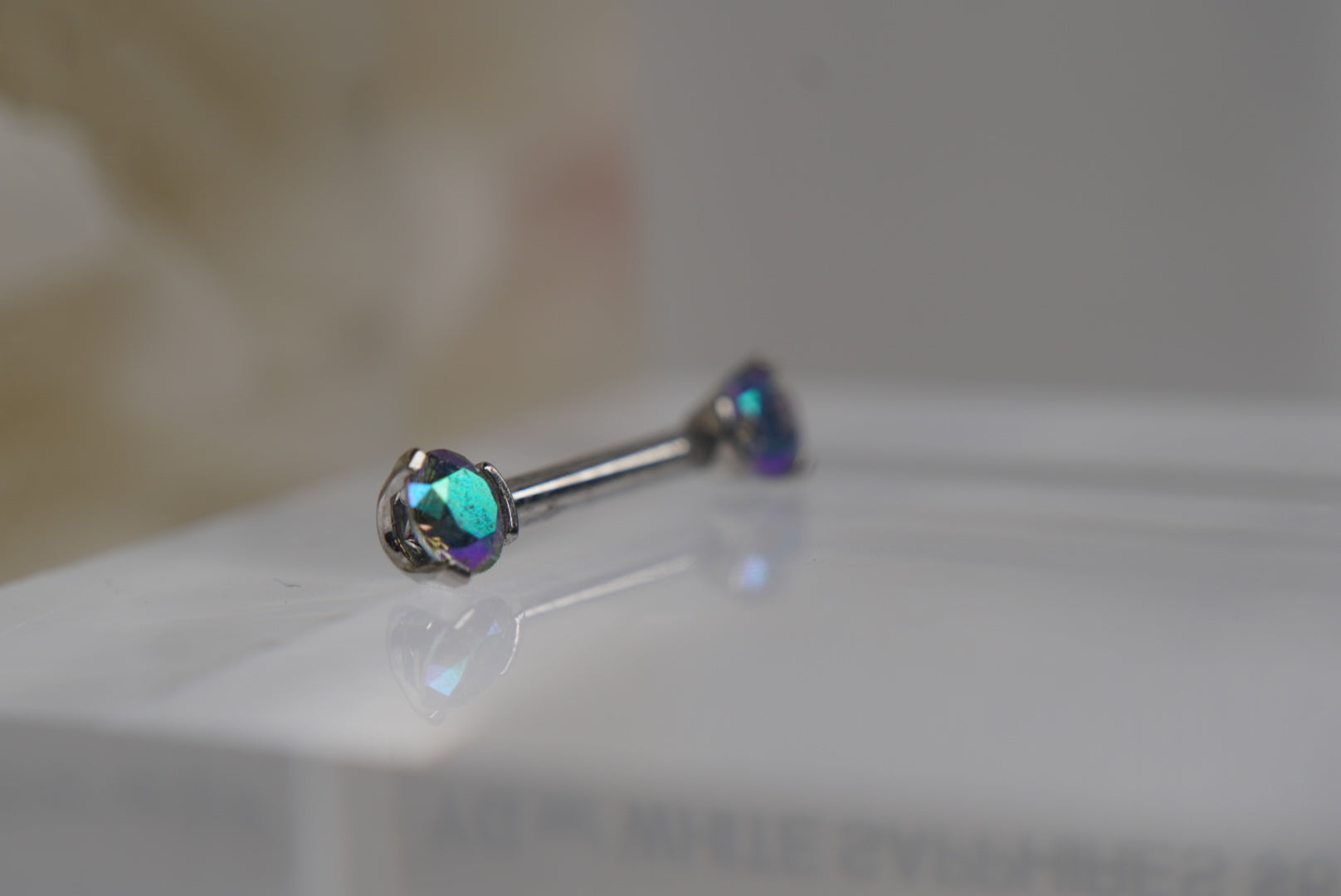 Paradise Shine Crystal Prong Nipple Barbell in 14g