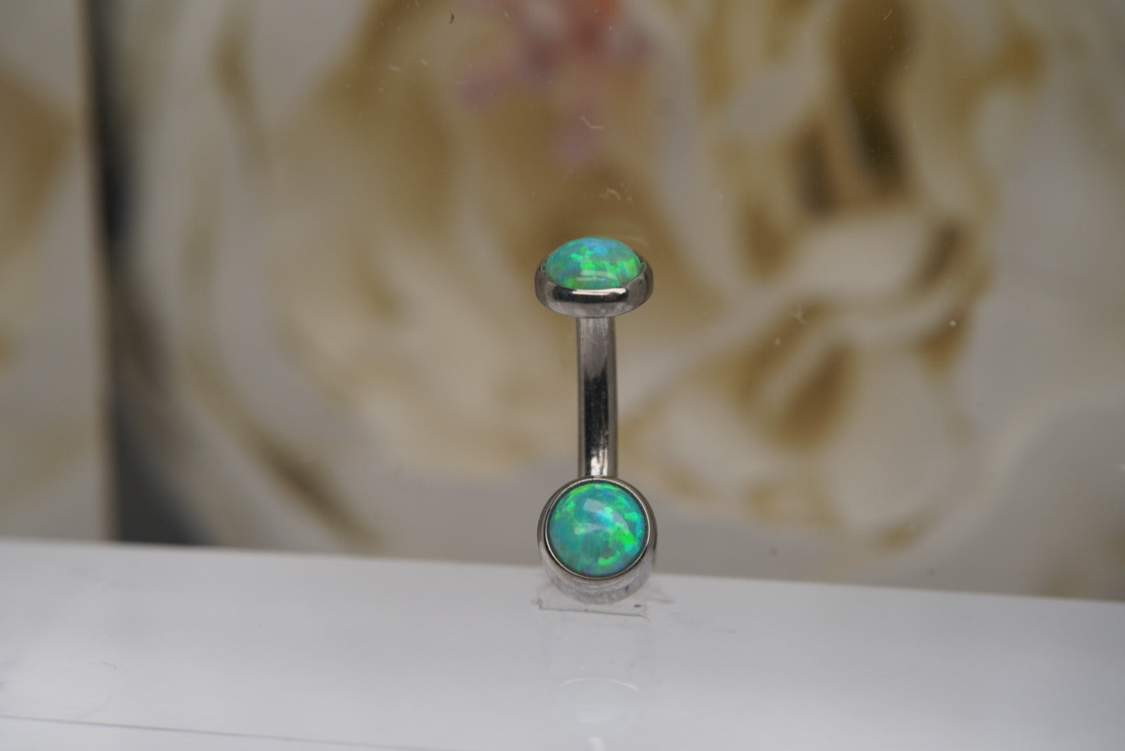 Lime Green Opal Navel in a Bezel Setting  (4mm/4mm)