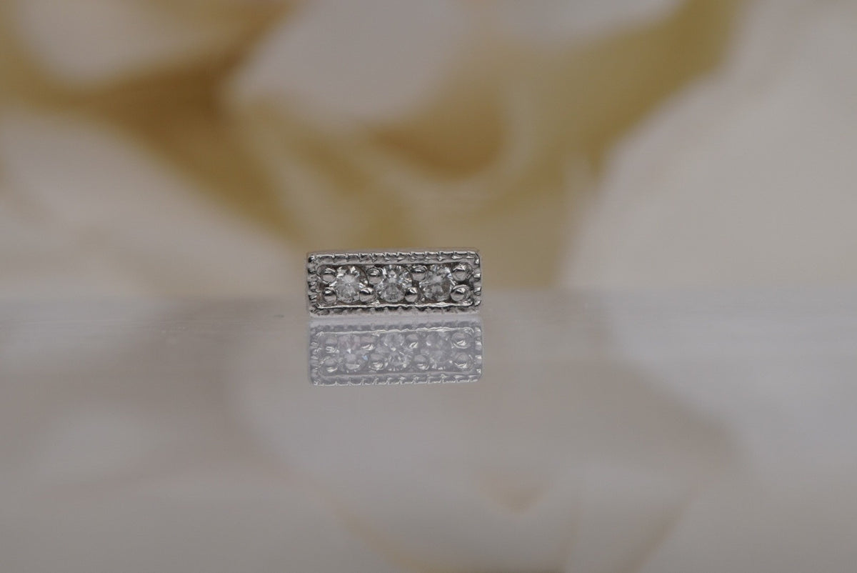 3-Gem Milgrain Strip-GENUINE DIAMONDS white gold