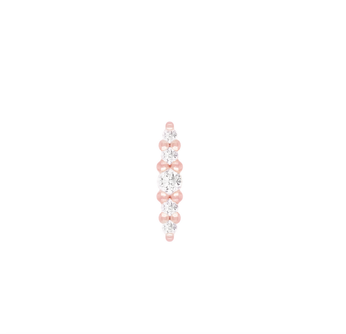 Buddha Jewelry Organics 14k 5.7mm x 1.3mm "Nala" THREADLESS with GENUINE Diamonds stock image rose gold