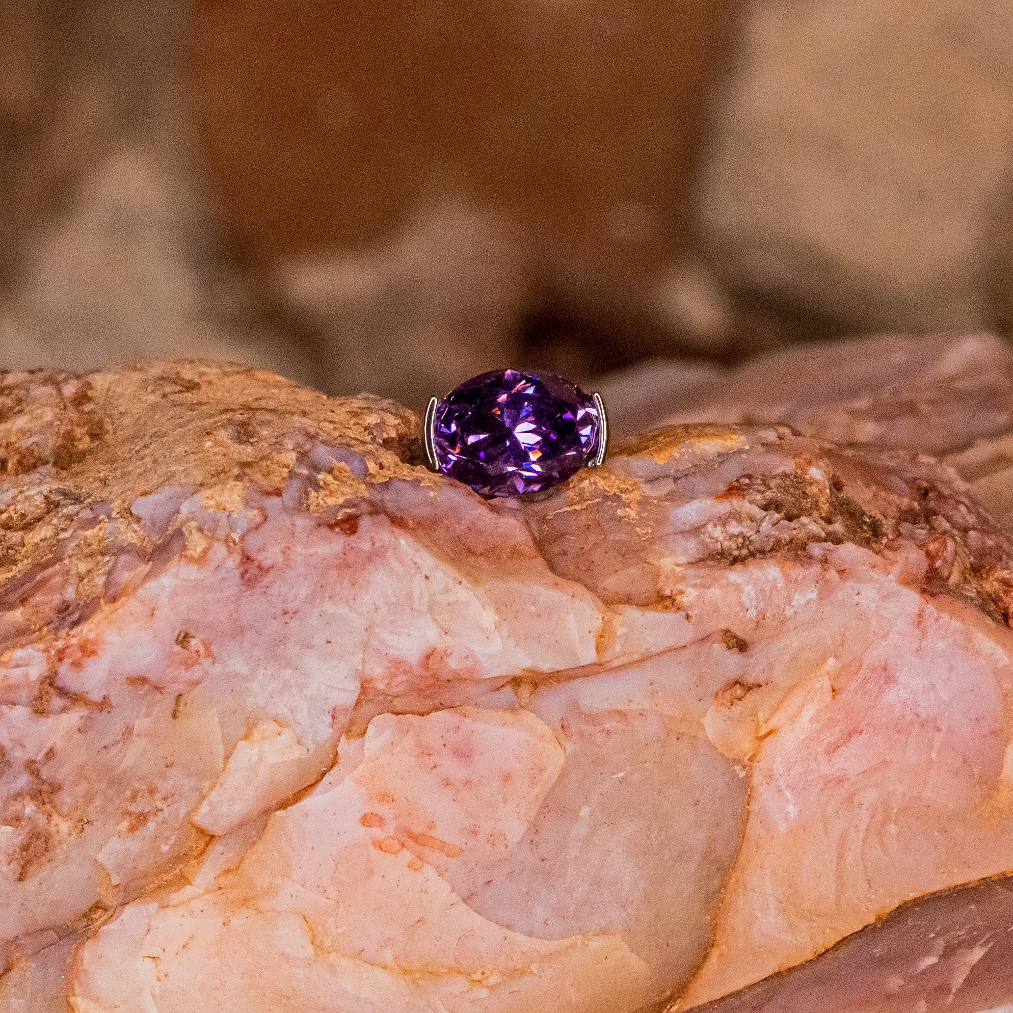 2-Prong Purple Oval Crystal- 12/14g