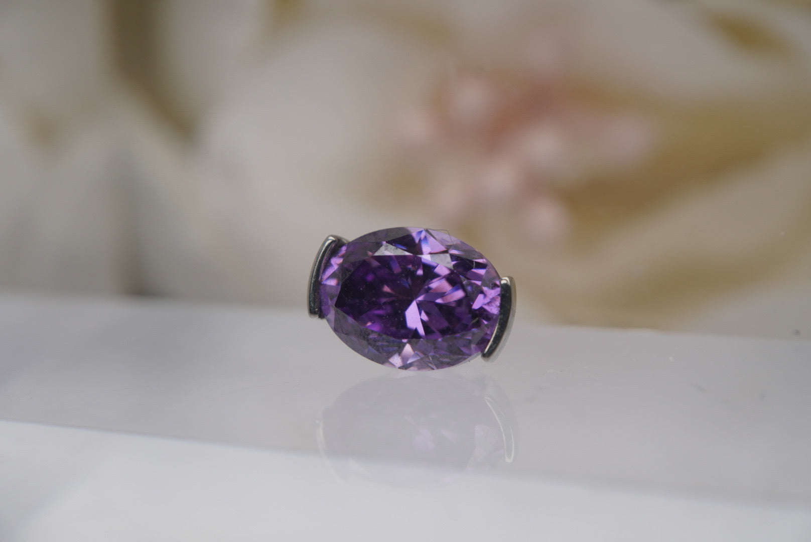 2-Prong Purple Oval Crystal- 12/14g