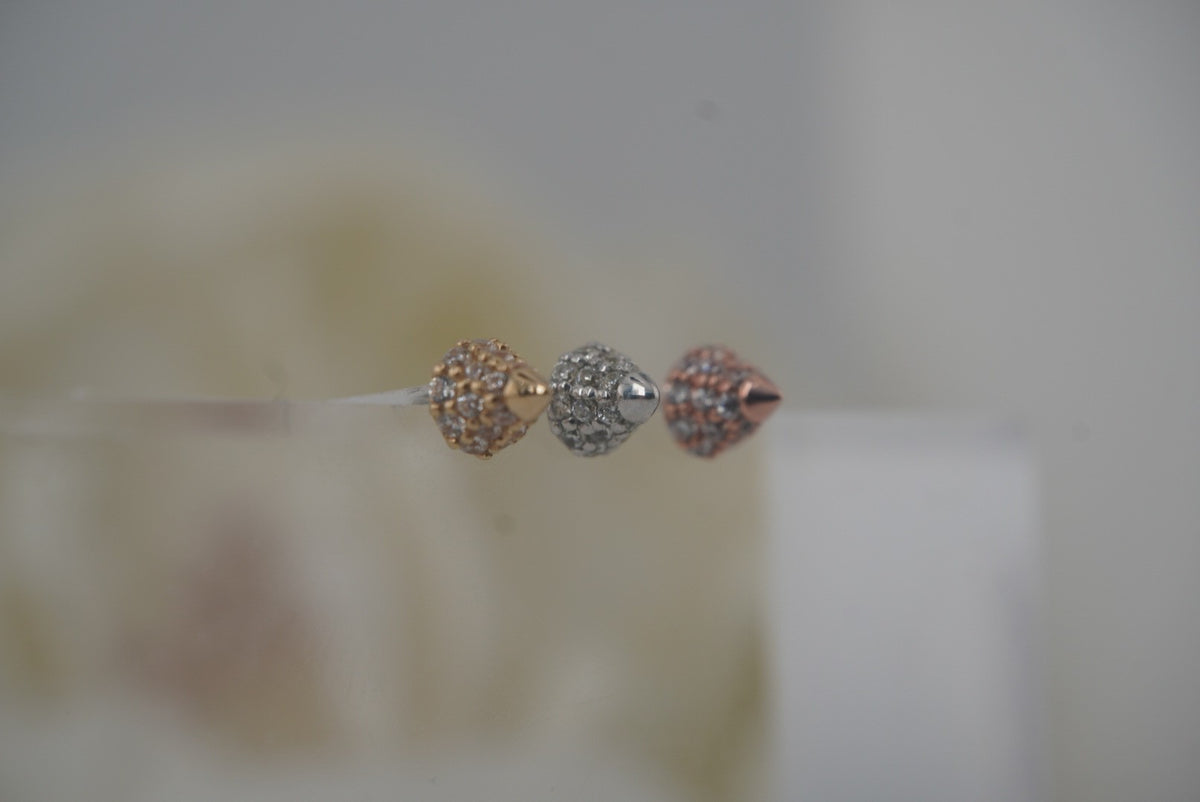 Buddha Jewelry 14k Gold "Maximalist" with crystals in THREADLESS Yellow gold white gold rose gold front view
