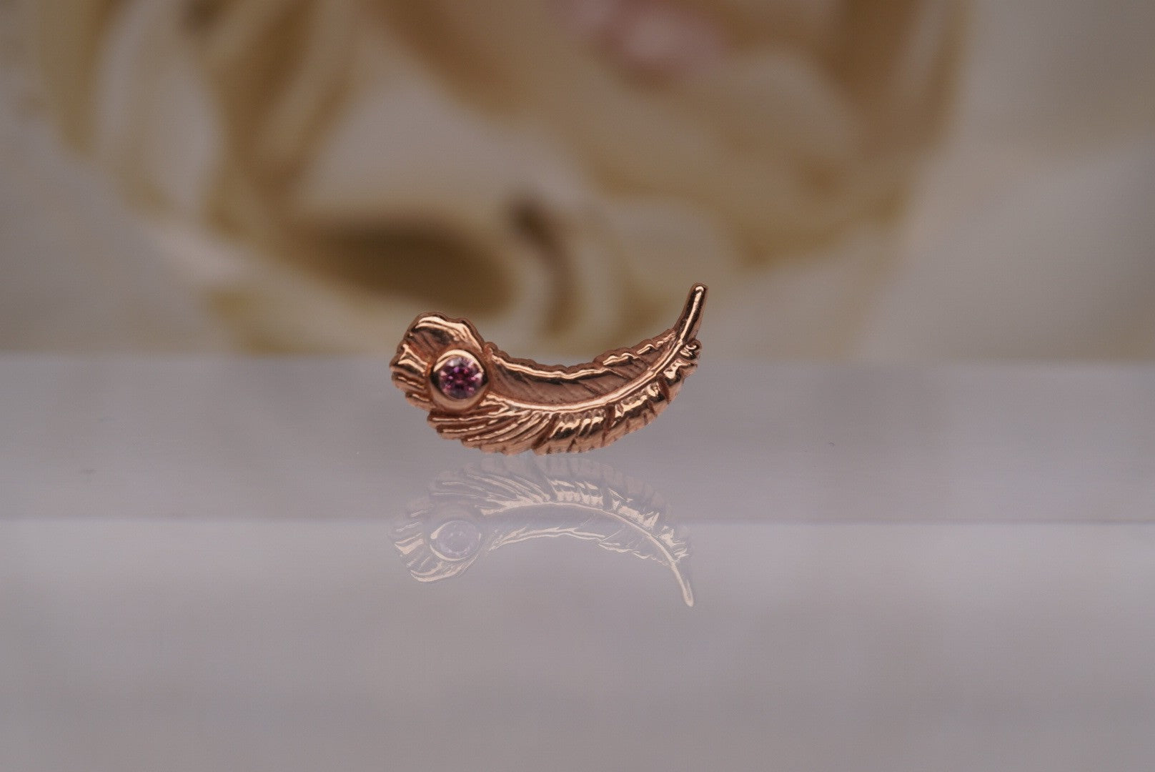 Feather with Gem in Gold