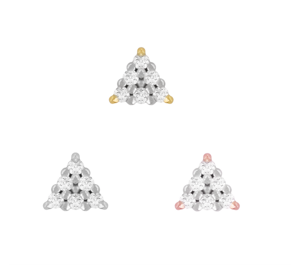 Buddha Jewelry Organics 14k Various Gold Color Options 2.2mm "Vain" THREADLESS with GENUINE Diamonds in yellow white and rose gold stock image