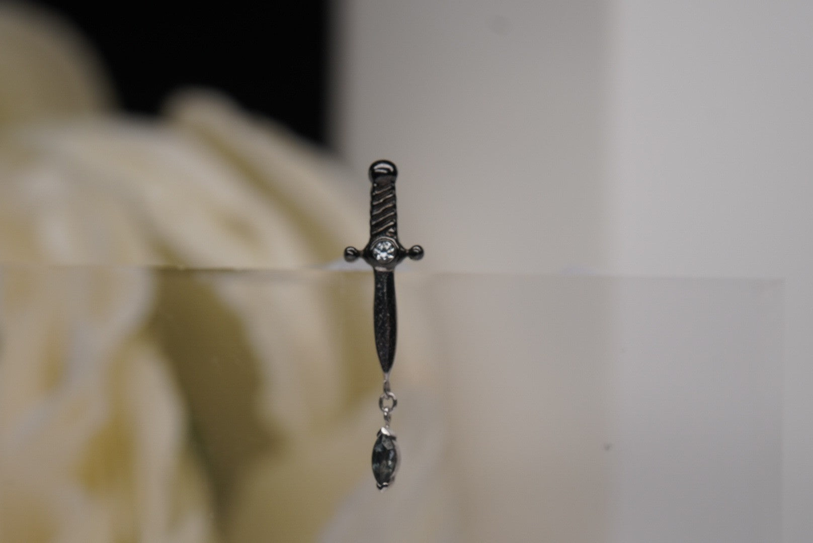 Kiss of Death in Black Rhodium & White Gold with Grey Sapphires