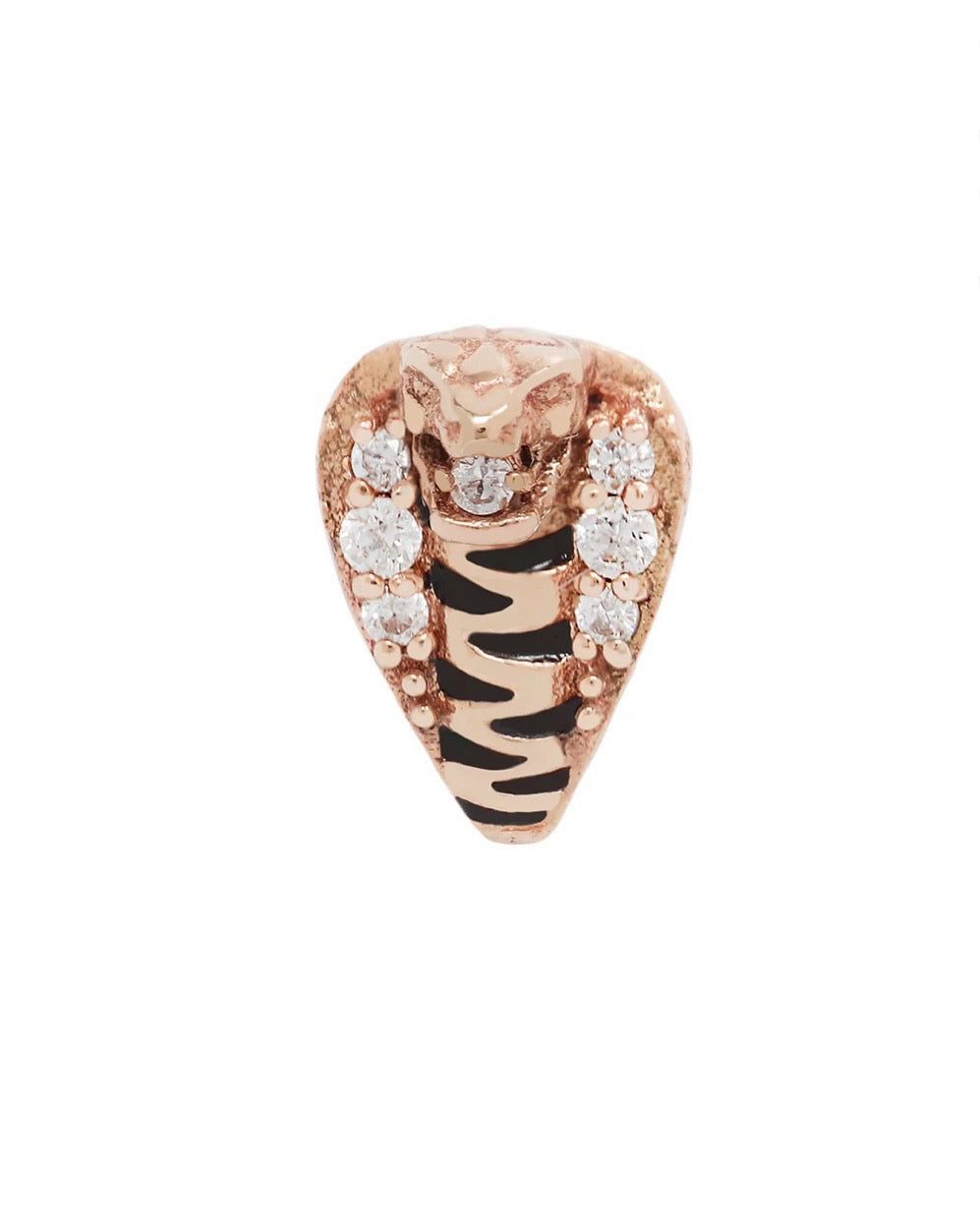 Buddha Jewelry Organics 14k 7x5.5mm "Savage" with Crystals THREADLESS in rose gold stock image