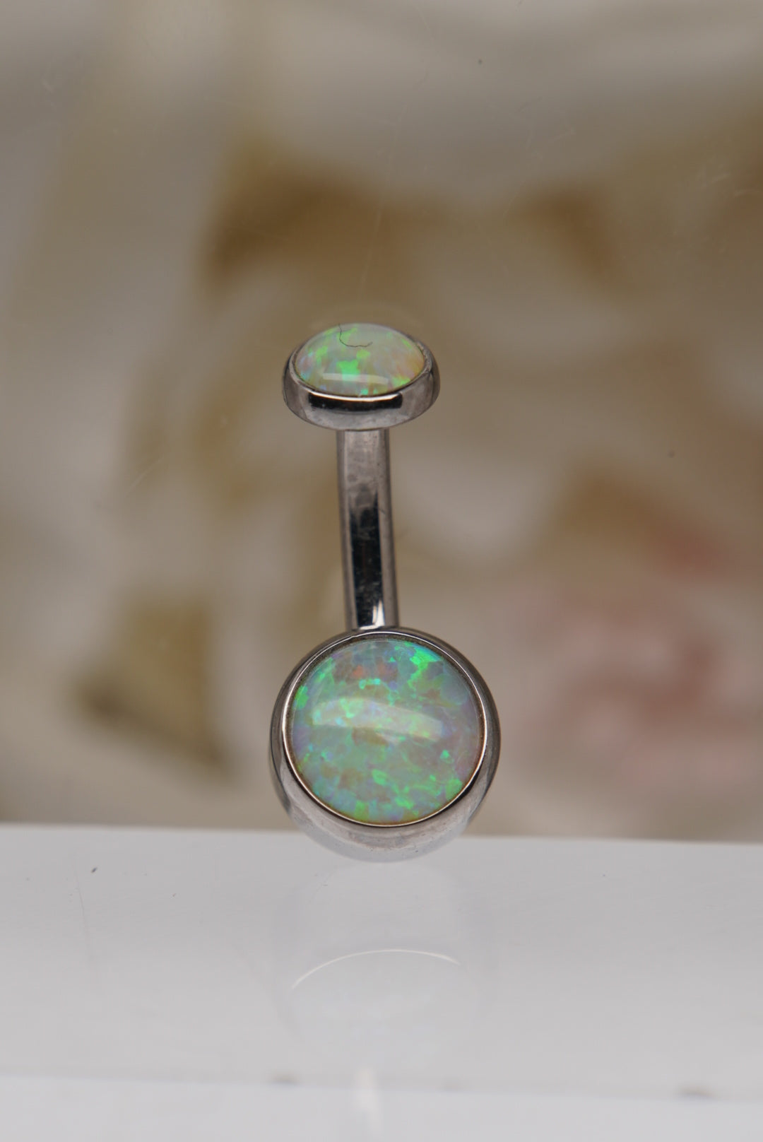 Light Yellow Opal Navel in a Bezel Setting  (4mm/6mm)