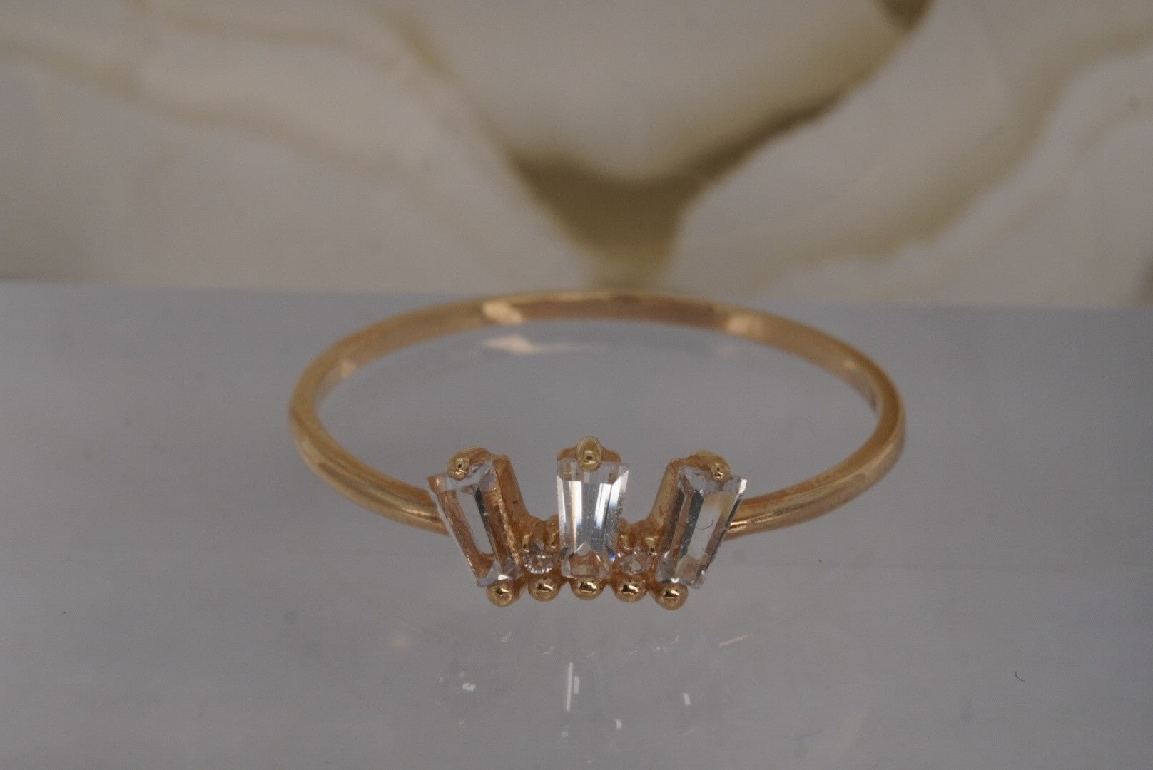 Crown Jewels Finger Ring with WHITE SAPPHIRES in Yellow Gold