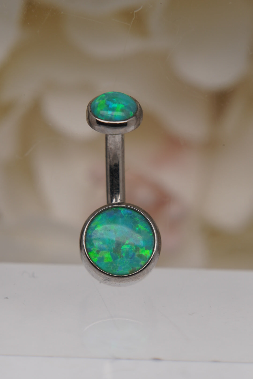 Lime Green Opal Navel in a Bezel Setting  (4mm/6mm)
