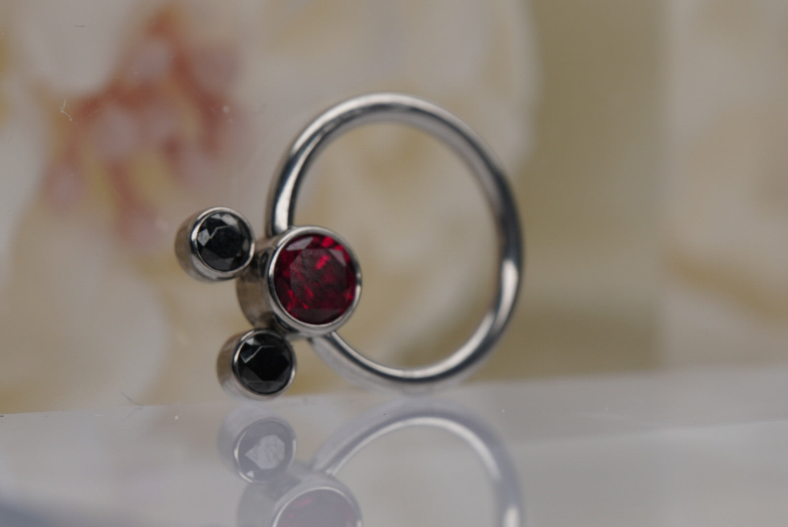 Mickey Head Captive Bead in Red & Black