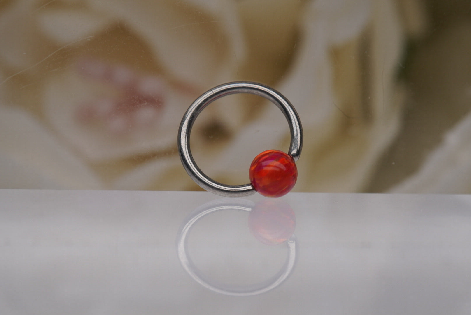 4mm Captive Bead- Orange Opal