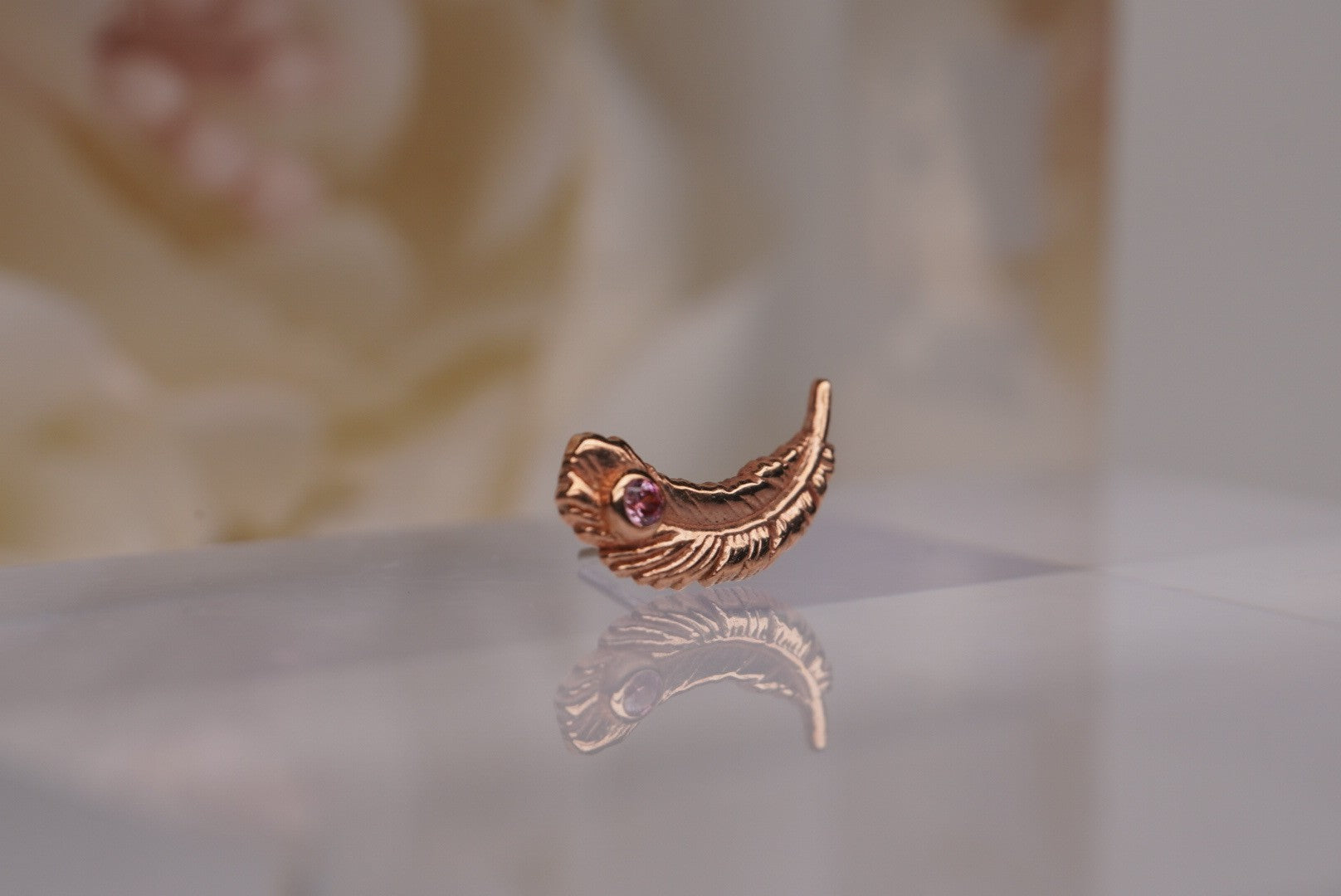 Feather with Gem in Gold