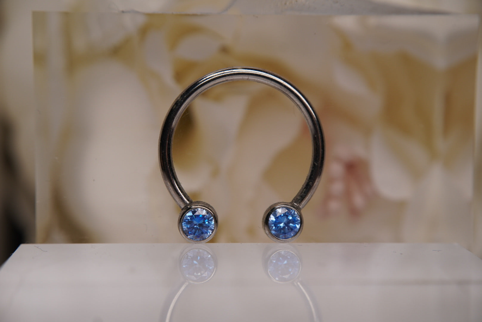 Arctic Blue Crystals Nipple Circular Barbell 14g 5/8" (PAIR)