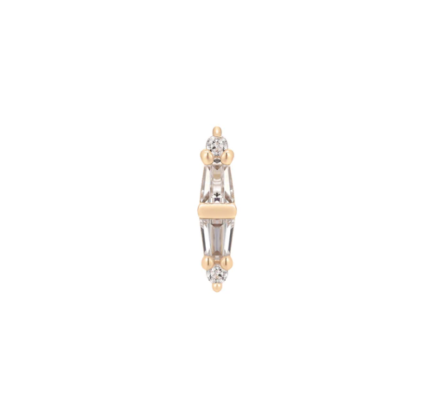 Stock image of Buddha Jewelry’s “Essential” in 14k rose gold, showing its slender profile and shimmering crystal arrangement.