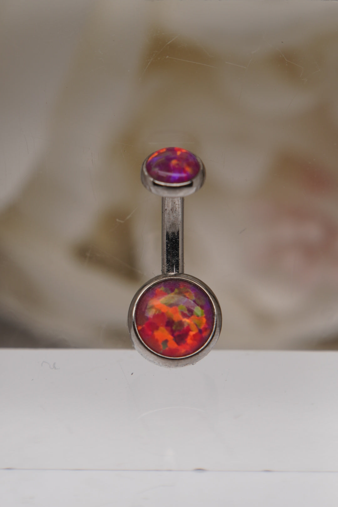 Carmine Opal Navel in a Bezel Setting  (4mm/6mm)