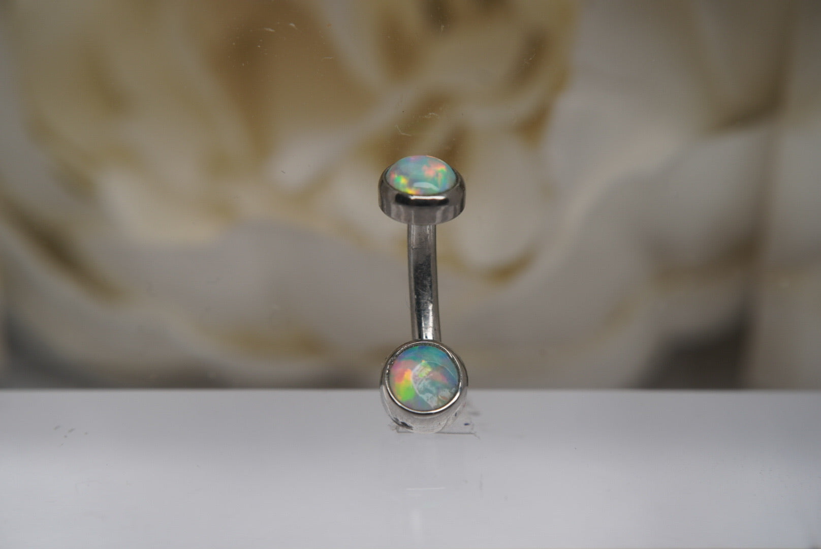 White Opal Navel in a Bezel Setting  (4mm/4mm)