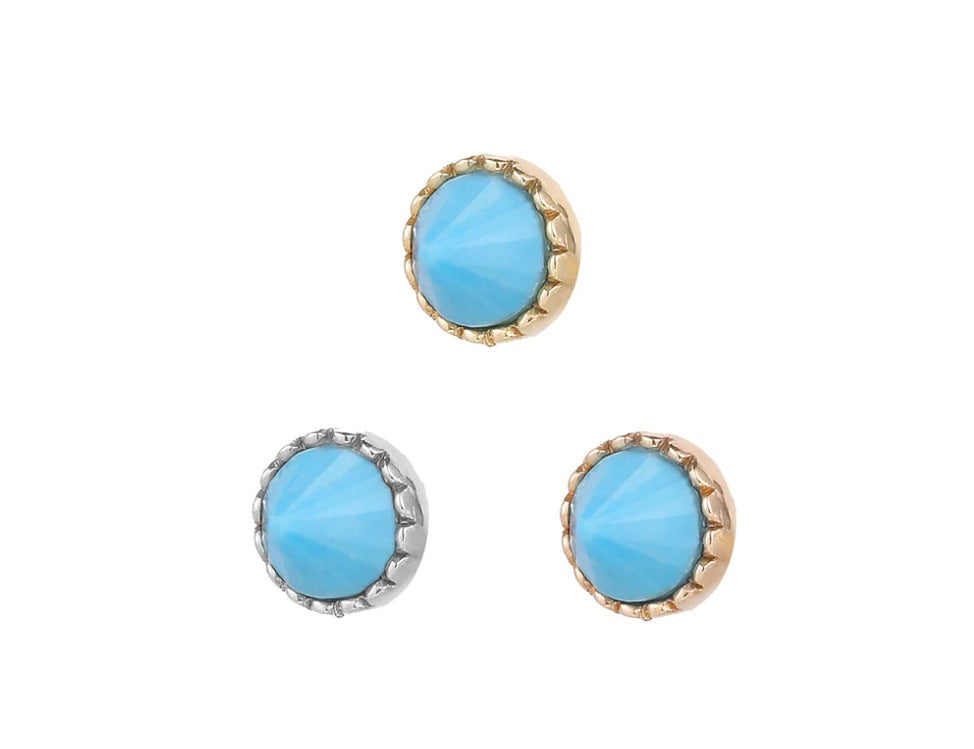Round Accent Bezel Reverse Set in Turquoise